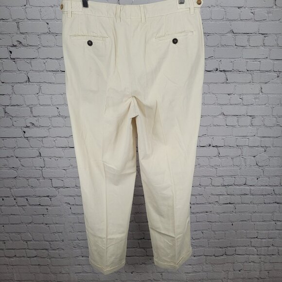 VTG Ermenegildo Zegna Ivory Cotton Pleated Chino Pants Italy Size 54 XL (35x31) - Picture 2 of 14